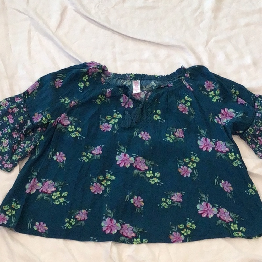 NWT Justice Floral Flare Sleeve Top Size XLARGE (16/18)